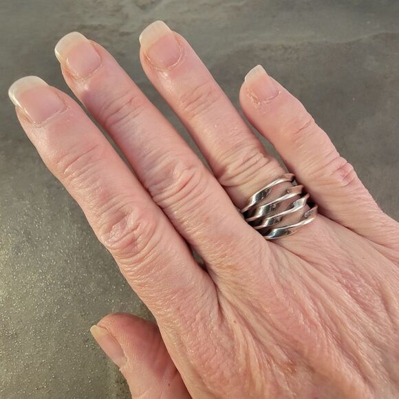 Sterling Dominique Dinouart DDD Modernist Four Twist Ring Band - Picture 5 of 8